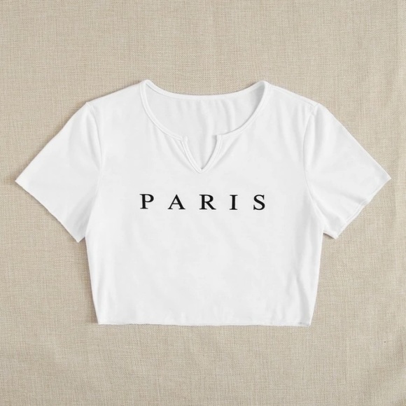 🎉HP🎉white Paris crop top - Picture 2 of 4